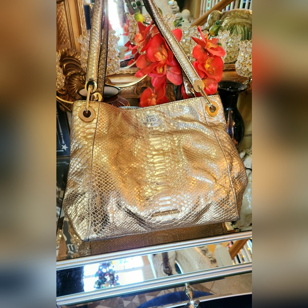 Michael Kors Python Gold Shoulder Tote